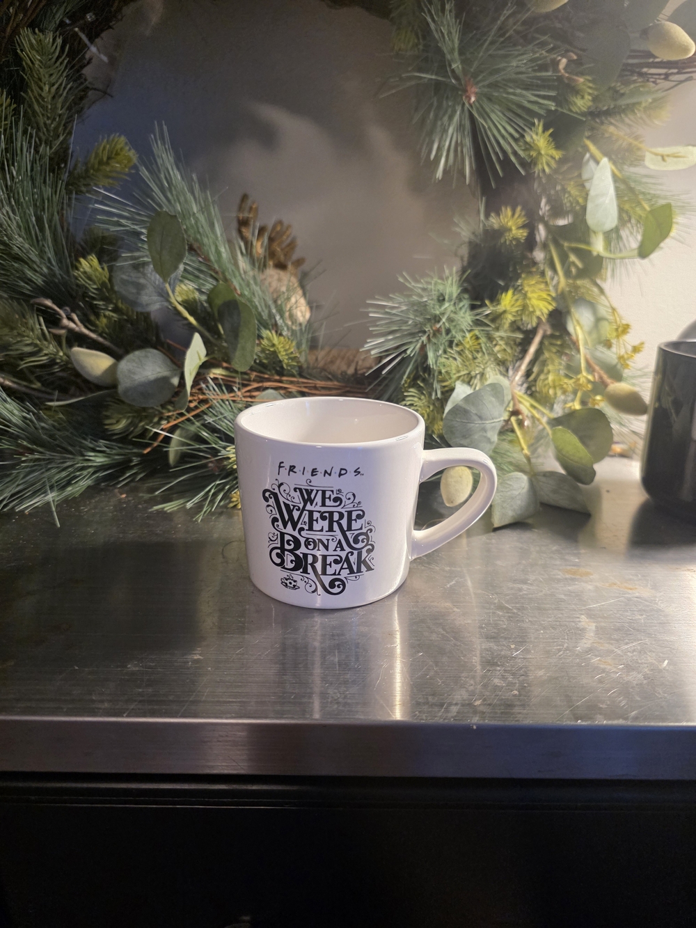 FRIENDS White Ceramic Mug with Black Script Quote